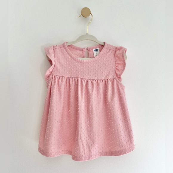 Old Navy Kids Pink Flutter Sleeve Blouse with Textured Dots - Girls 2T - Picture 4 of 4